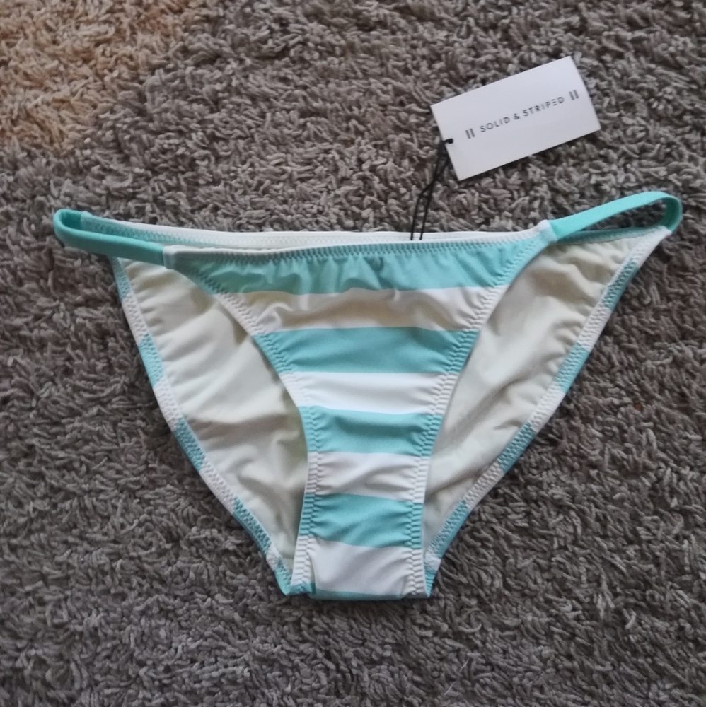 BNWT Solid + Striped Morgan Bikini Bottoms Aqua - Picture 4 of 7